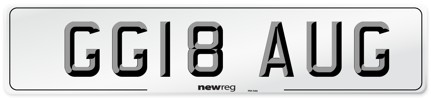 GG18 AUG Number Plate from New Reg